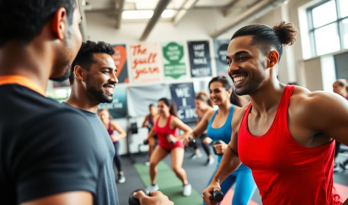 Engage in Semi Personal Training in Jersey City with a supportive trainer and participants in a vibrant gym atmosphere.