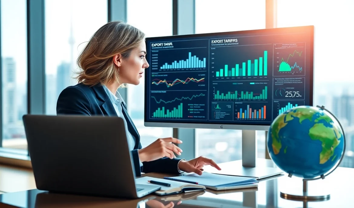 Understanding export tariffs through analysis of data in a modern office environment.