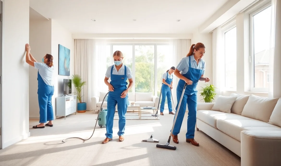 Offering comprehensive bond cleaning Brisbane services with a dedicated team enhancing cleanliness in a bright apartment.