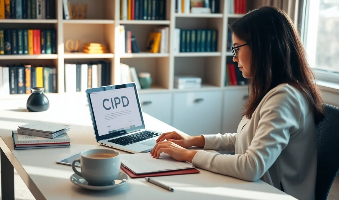 CIPD assignment help UK student focused on studying at a well-lit desk.