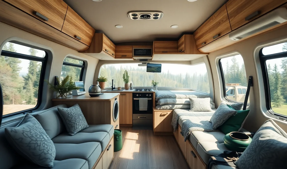 Explore JRP Campers' creative van interior filled with comfort and functionality.