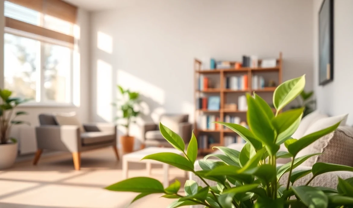 Practicing techniques for dealing with anxiety in a calm and inviting therapist's office.
