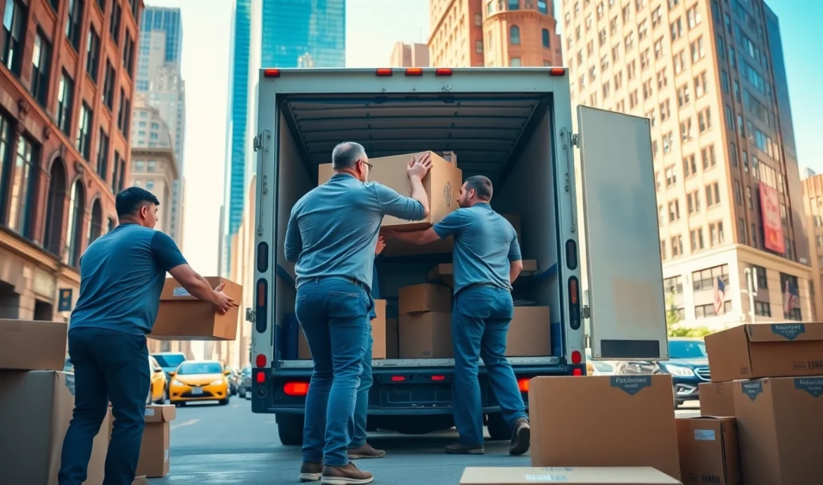 Movers in NYC efficiently packing a truck for a quick relocation with Moving company nyc.