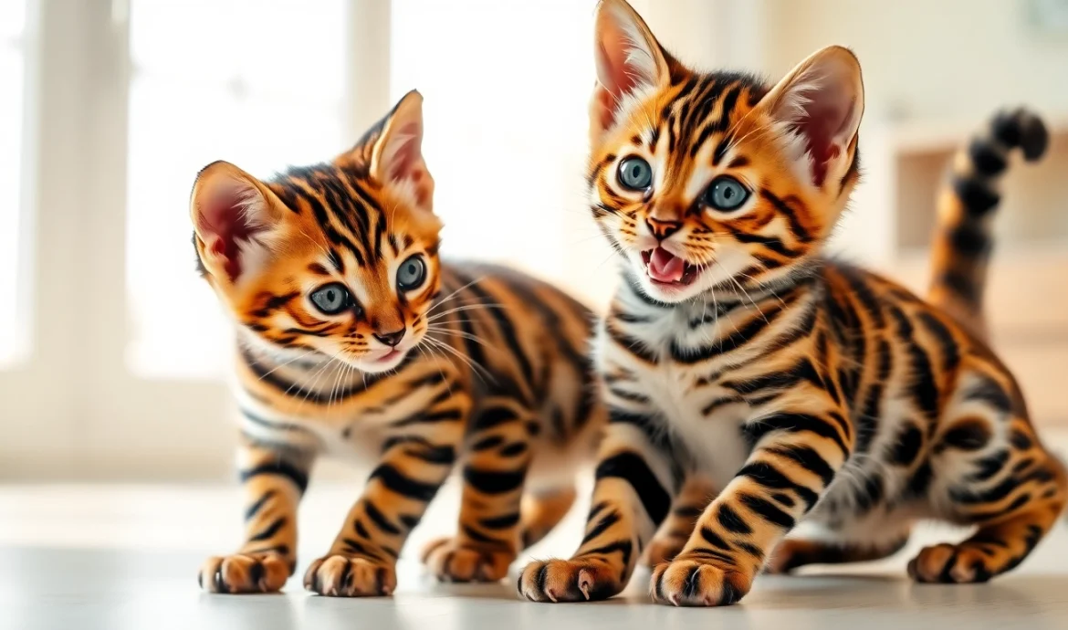 Adorable Bengal kittens showcasing playful behavior at reputable Bengal Breeders Orange County.