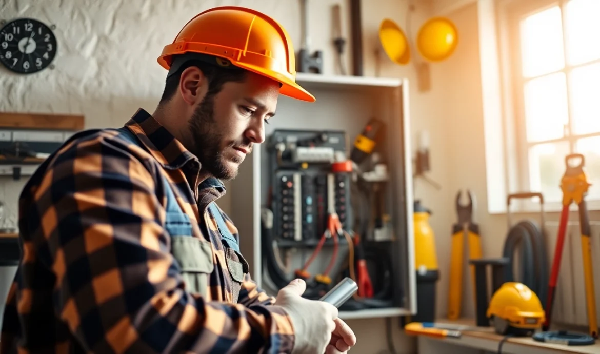 Professional electrical service installation by an electrician ensuring safety and reliability.