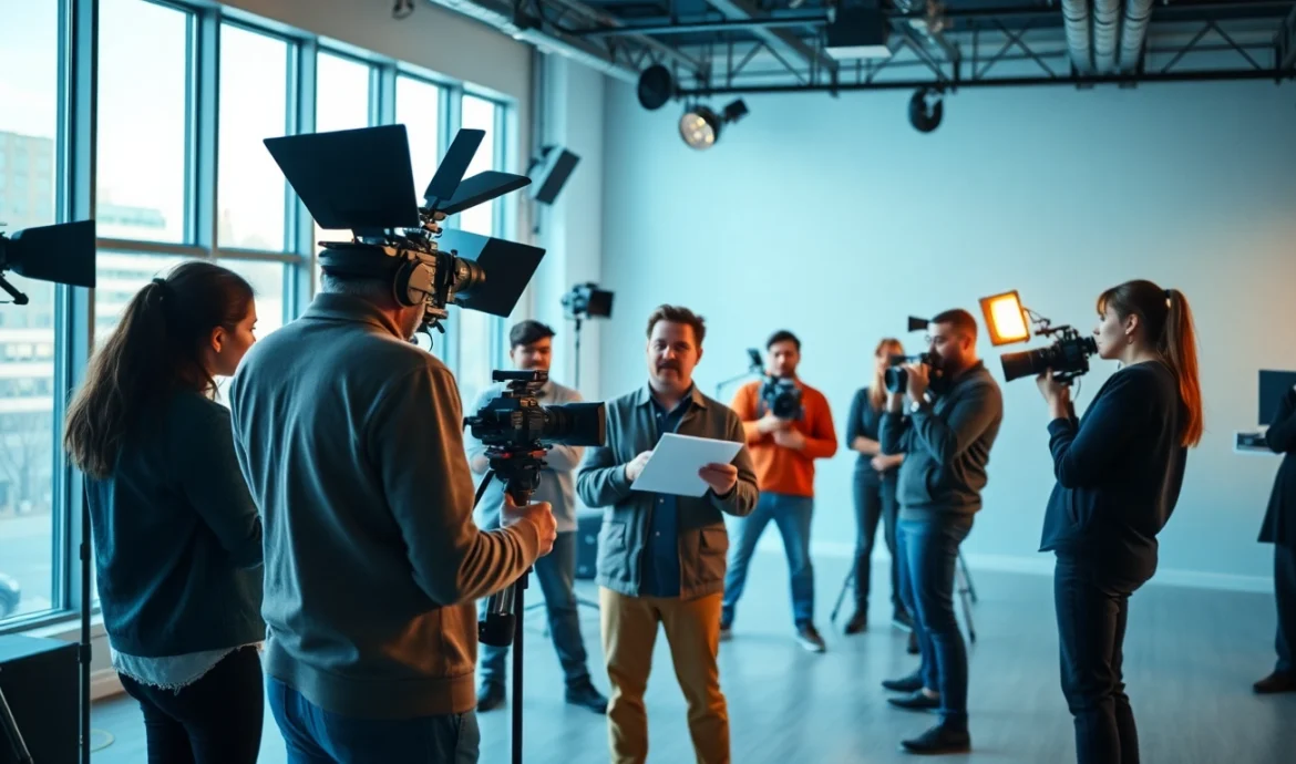 Video production team working in Edmonton, highlighting creativity and collaboration among edmonton production companies.