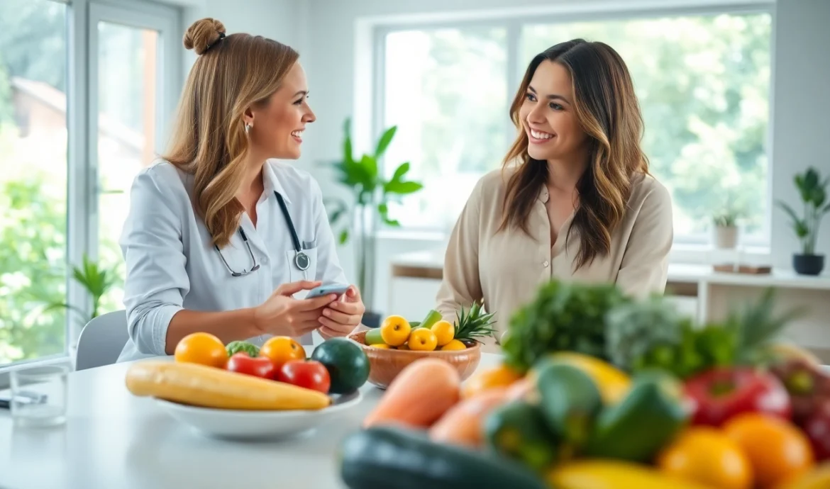 Consult a nutritionist on diet and weight loss programs at a wellness center.
