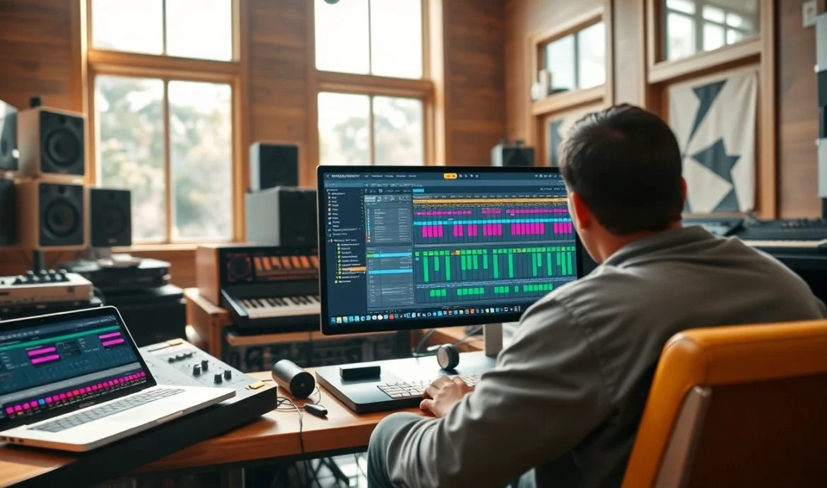 Access high-quality Free Presets & Samples for music production in a creative studio setting.