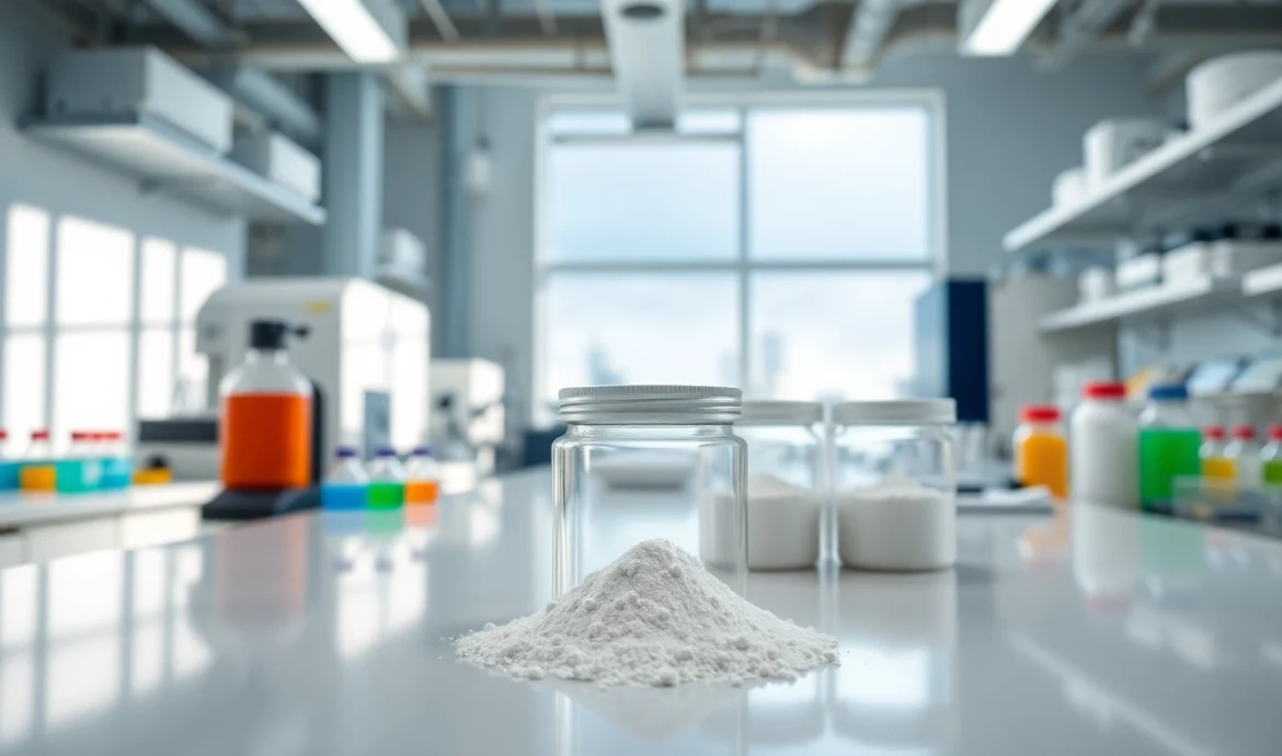 Showcase of Redispersible Polymer Powder in a professional lab environment highlighting advanced material research.