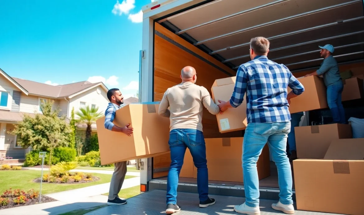 Efficient movers handling a furniture load during Toronto moving services.