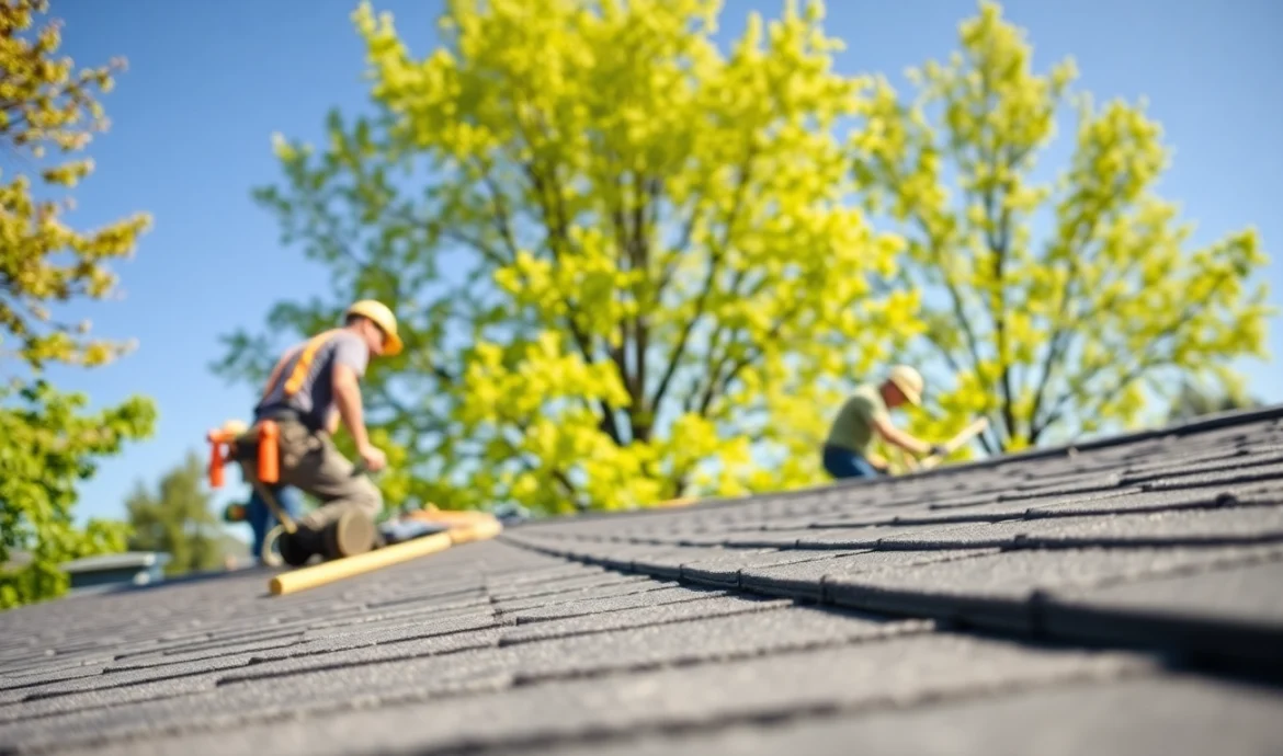 Roofing Vancouver Wa professionals installing a new roof in a suburban neighborhood.